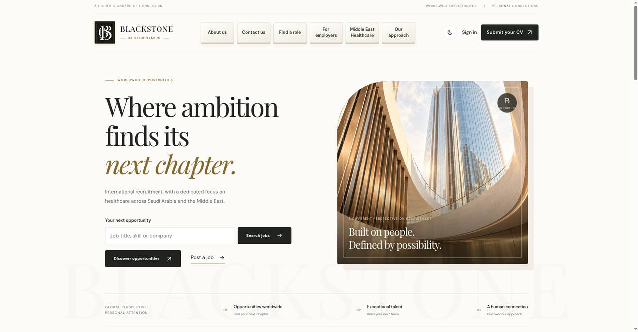 Blackstone UK Recruitment homepage